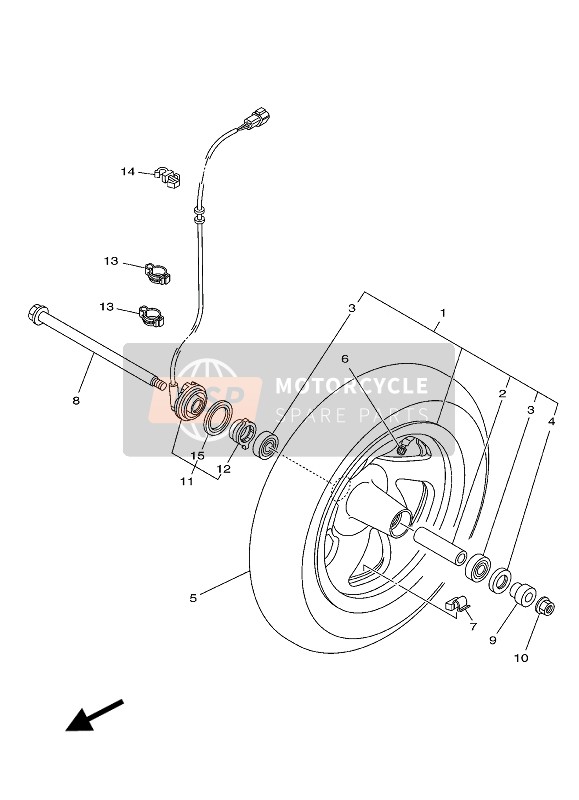 Yamaha YP250 MAJESTY 2003 Front Wheel for a 2003 Yamaha YP250 MAJESTY